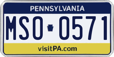 PA license plate MSO0571