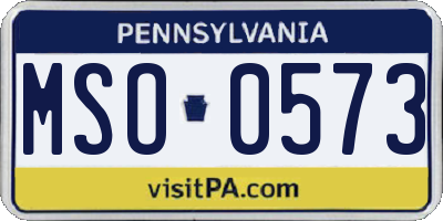PA license plate MSO0573