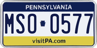 PA license plate MSO0577