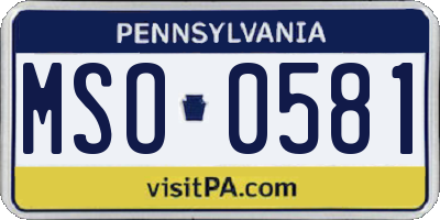 PA license plate MSO0581
