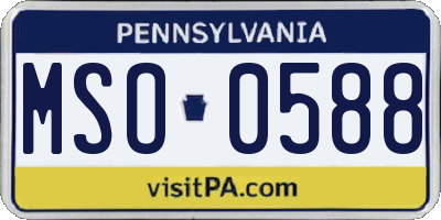 PA license plate MSO0588