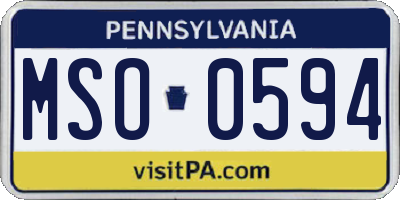 PA license plate MSO0594