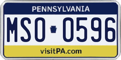 PA license plate MSO0596