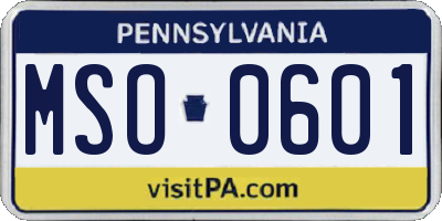 PA license plate MSO0601
