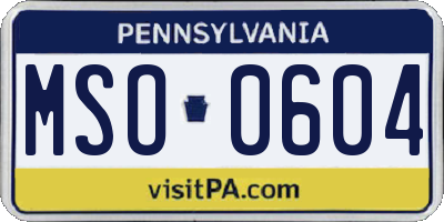 PA license plate MSO0604
