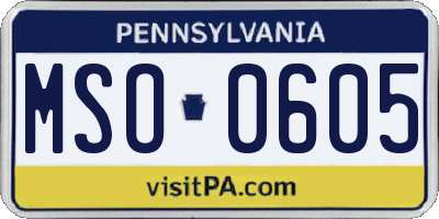 PA license plate MSO0605