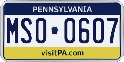 PA license plate MSO0607