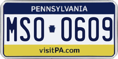 PA license plate MSO0609