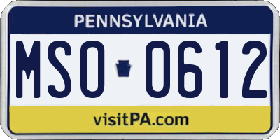 PA license plate MSO0612