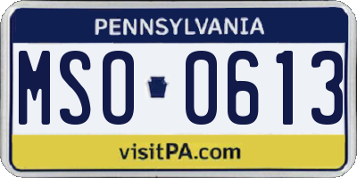 PA license plate MSO0613