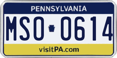 PA license plate MSO0614