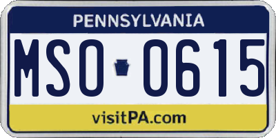 PA license plate MSO0615