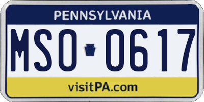 PA license plate MSO0617