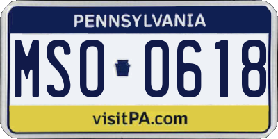 PA license plate MSO0618