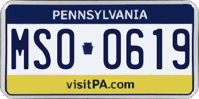 PA license plate MSO0619