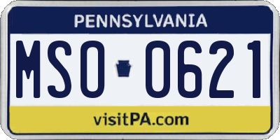 PA license plate MSO0621