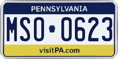 PA license plate MSO0623
