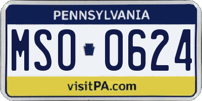 PA license plate MSO0624