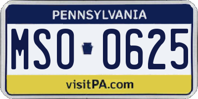 PA license plate MSO0625