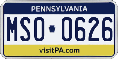 PA license plate MSO0626