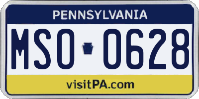PA license plate MSO0628