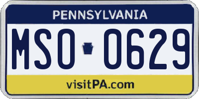 PA license plate MSO0629
