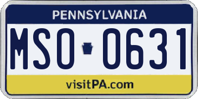 PA license plate MSO0631