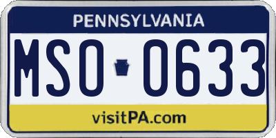 PA license plate MSO0633