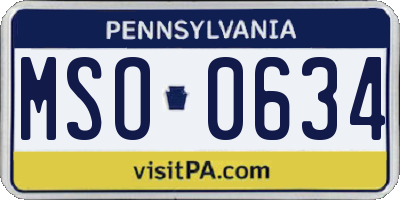 PA license plate MSO0634