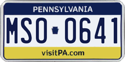 PA license plate MSO0641