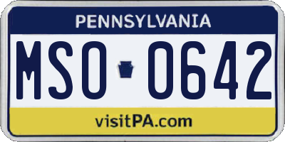 PA license plate MSO0642