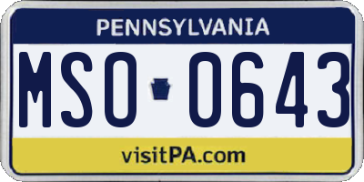 PA license plate MSO0643