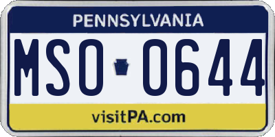 PA license plate MSO0644