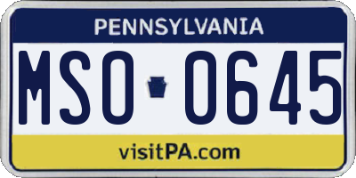 PA license plate MSO0645