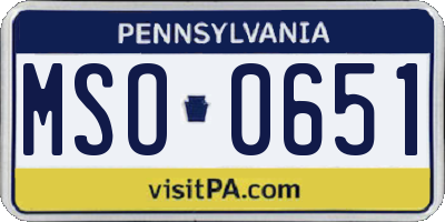 PA license plate MSO0651