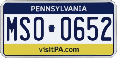 PA license plate MSO0652