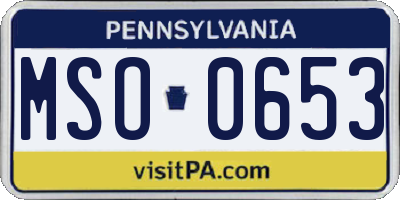 PA license plate MSO0653