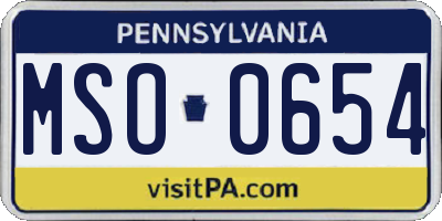PA license plate MSO0654
