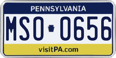 PA license plate MSO0656