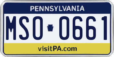 PA license plate MSO0661