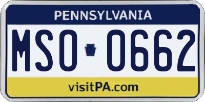 PA license plate MSO0662