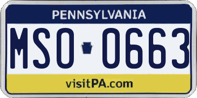 PA license plate MSO0663