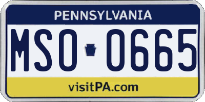 PA license plate MSO0665
