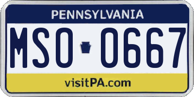 PA license plate MSO0667