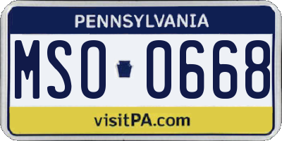 PA license plate MSO0668