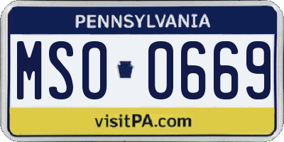 PA license plate MSO0669