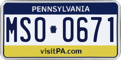 PA license plate MSO0671