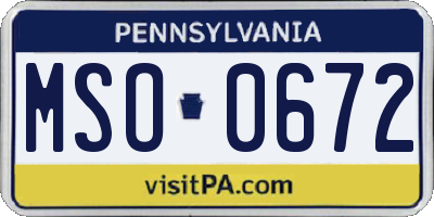 PA license plate MSO0672