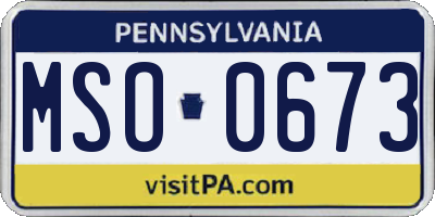 PA license plate MSO0673