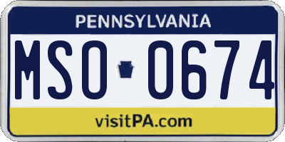 PA license plate MSO0674